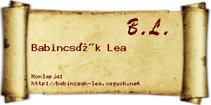 Babincsák Lea névjegykártya